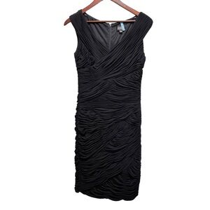 Adrianna Papell Ruched Black Bodycon Dress Size 12